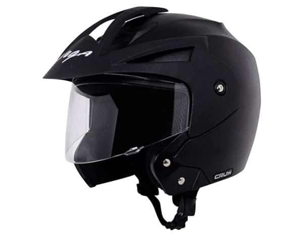 Vega Crux ISI Certified Flip-Up Helmet for Men and Women with Clear Visor(Black, Size:M)