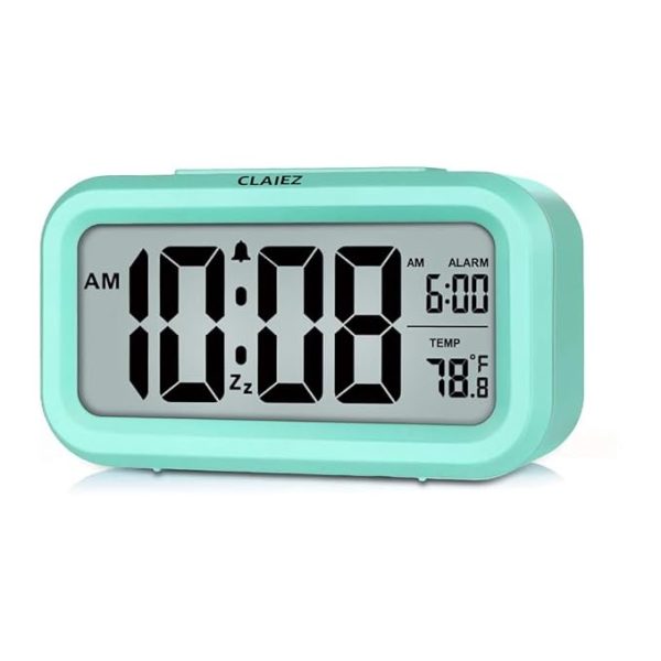 Alarm clock, digital clock, table clock for Students, watch timer for study, Home, Office, Bedroom, kitchen, loud desk alarm clocks for heavy sleepers with Automatic Sensor, Time, Date & Temperature