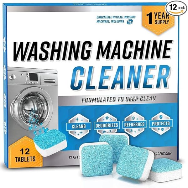 Qortni Washing Machine Cleaner Descaler - Deep Cleaning Tablets For HE Front Loader & Top Load Washer, Clean Inside Drum And Laundry Tub Seal (Washing Machine Cleaner (12)