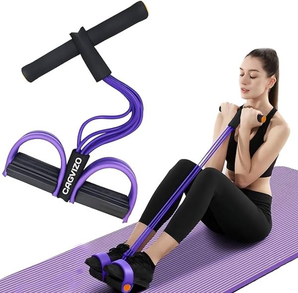 CAGVIZO 4-Tube Exercise Pedal Pull Reducer| Resistance Band Yoga Sports Equipment| Belly Abdomen Waist| Arm Leg Stretching Exercise| Portable Home Gym Sit-ups Device for Men and Women. (Multicolor)