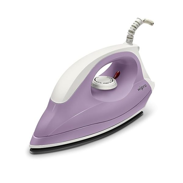 Wipro GD205 Super Deluxe 1000 Watt Electric Dry Iron, Light weight, Large Soleplate, Anti bacterial German Weilburger Double Coated Soleplate, Quick Heat Up, 2 Years Warranty, Violet